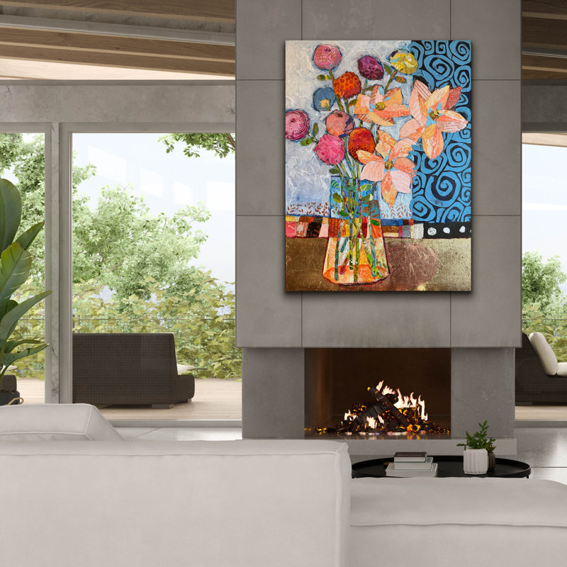 «Spirals And Flowers» par St Hilaire Elizabeth, art mural sur toile, H 54 po x l 40 po