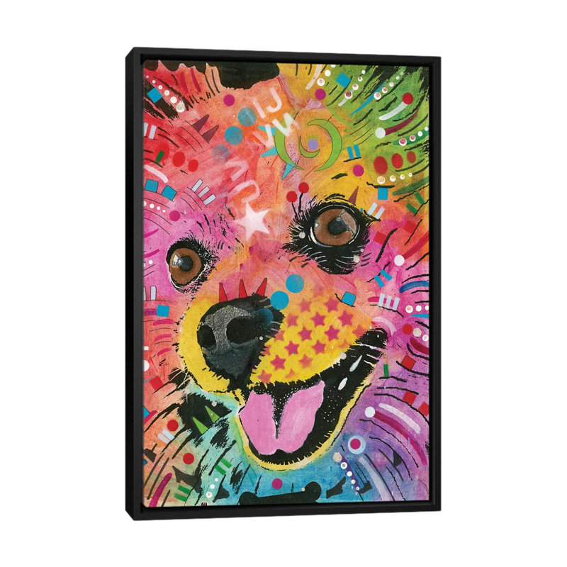 «Pomeranian», impression sur toile, H 26 po x l 18 po x P 1,5 po, Toile encadrée noire, Pas de tapis