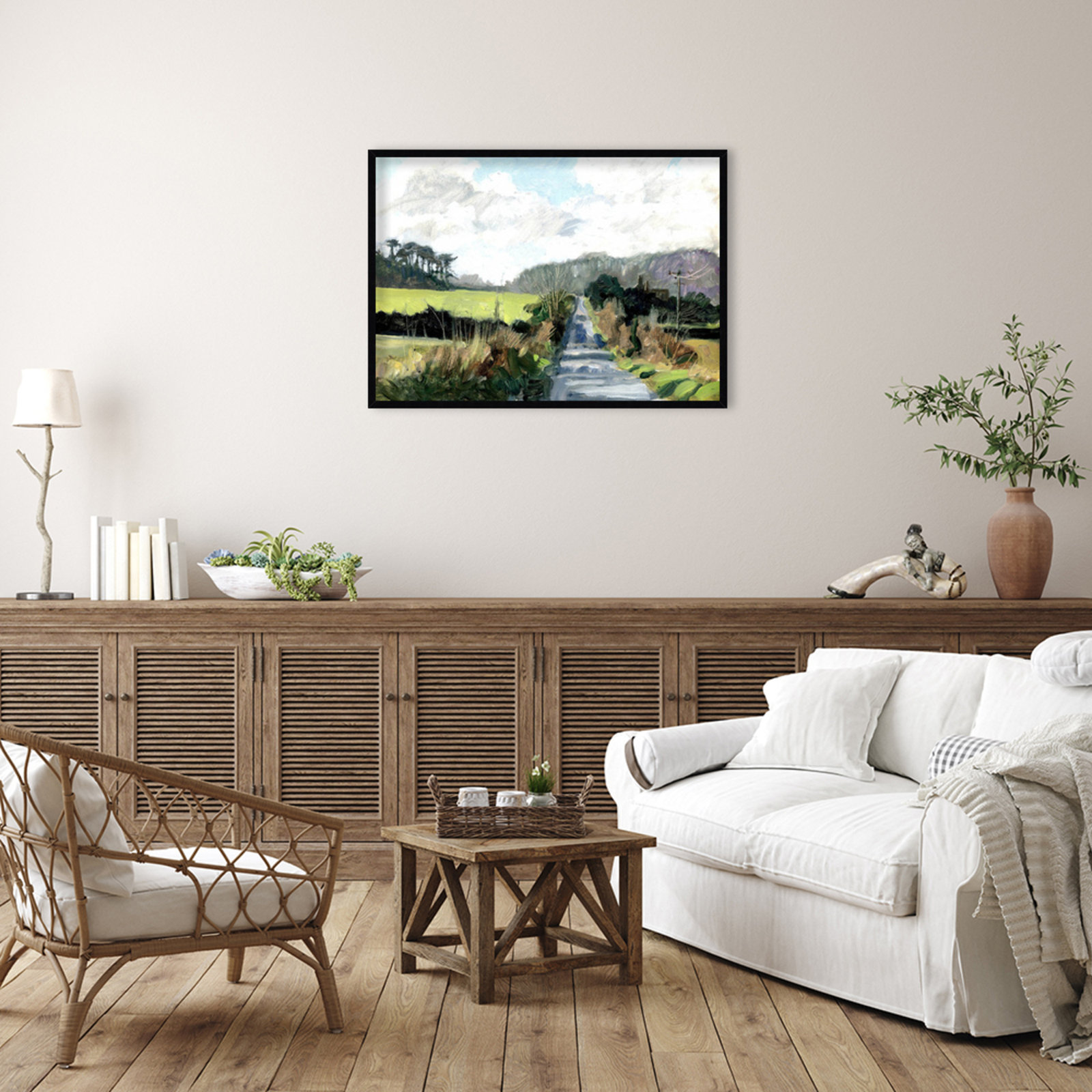 Ceylon "Ripple Lane" Print by Clive Metcalfe, 30" H x 41" W x 1" D, Black