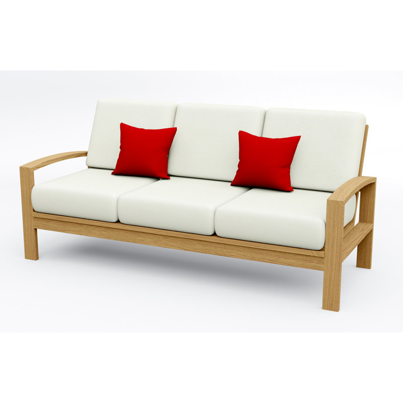 Ensemble de canapé en bois de teck 1 pièce Teakstation: Canapé avec coussins en tissu Sunbrella extérieur # 5404 naturel