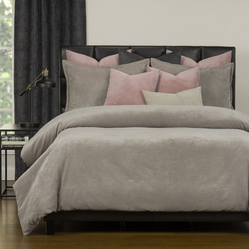Matte Velvet Set with Duvet Cover & Insert Set by Siscovers, King Duvet Cover + 9 Additional Pieces, Dove