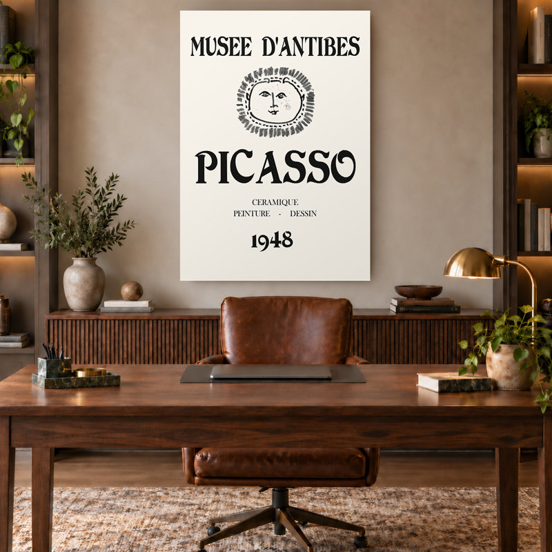 Affiche vintage en noir et blanc d'exposition de musée, art mural sur toile, 18" H x 12" W