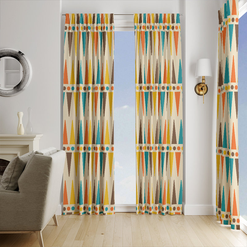Panneaux de rideaux géométriques semi-transparents, L 40 po x L 82 po