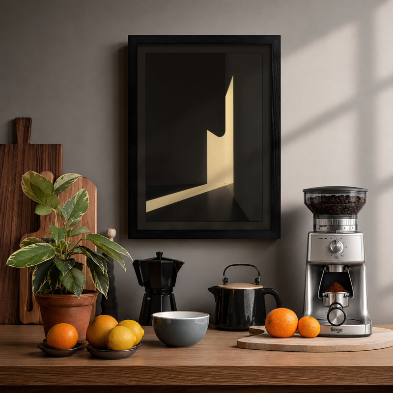Light Through Shadow Minimalist - Framed Print, A1 - 84.1 x 59.4 cm, Black