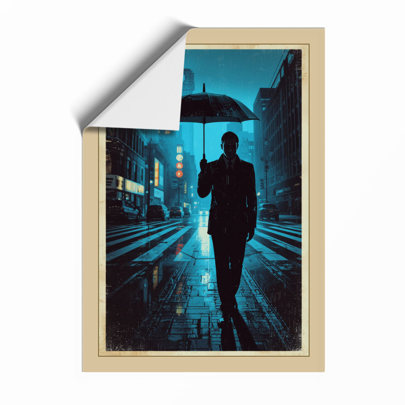 Solitary Walk at Night Modern - Framed Print, Unframed, A4 - 29.7 x 21.0 cm