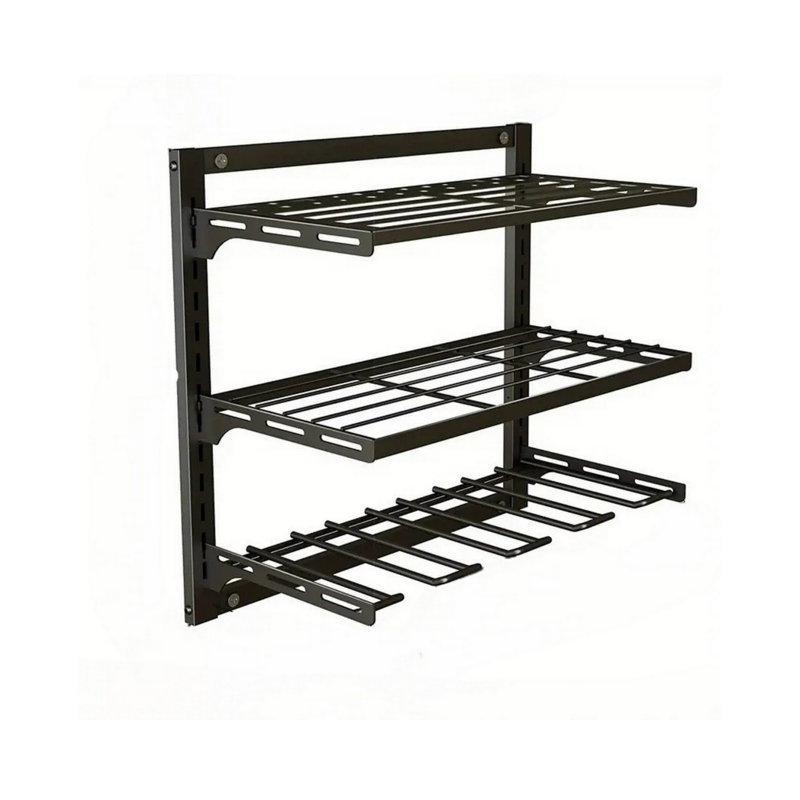 Support de rangement mural robuste pour outils électriques en métal, 3 niveaux, noir