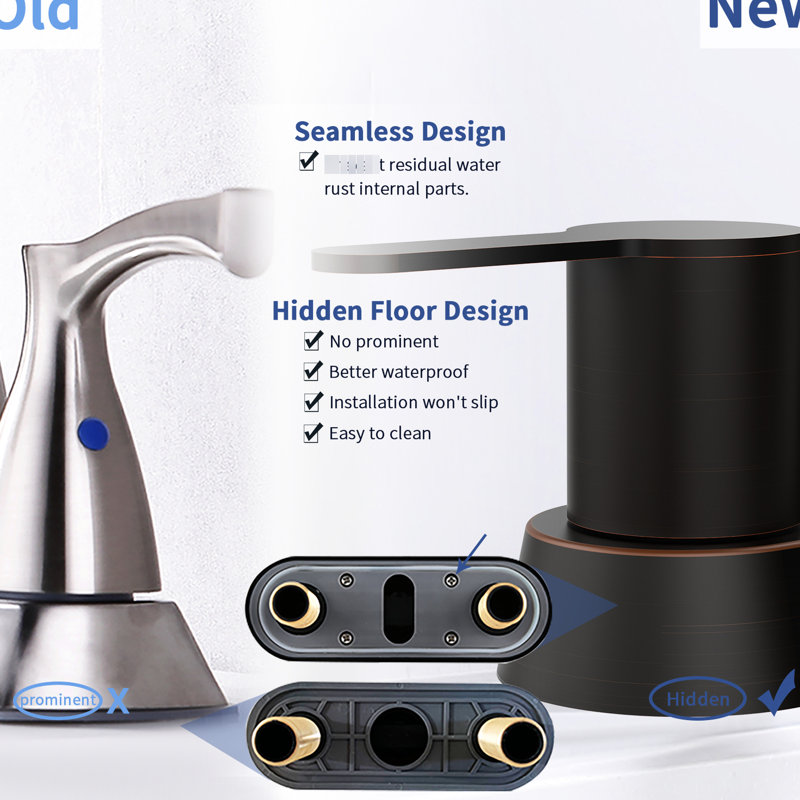 Oil Rubbed Bronze Rv Bathroom Faucet - 2 Handles. Modern Sink For 2/3 Hole. Solid Brass Plastic Structure, Stainless Steel 30 Minutes Quick Installation Method Easy Procedure