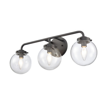Fairbanks 22.75'' Wide 3-Light Vanity Light - Matte Black and Clear