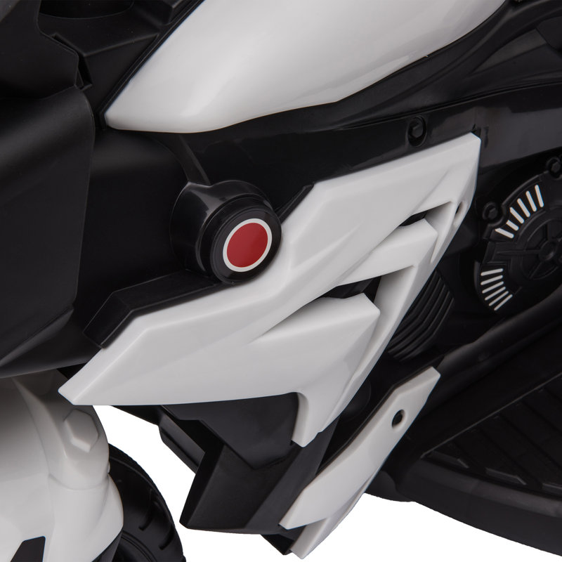 6V White Electric Ride-On Motorcycle with High-Traction Wheels