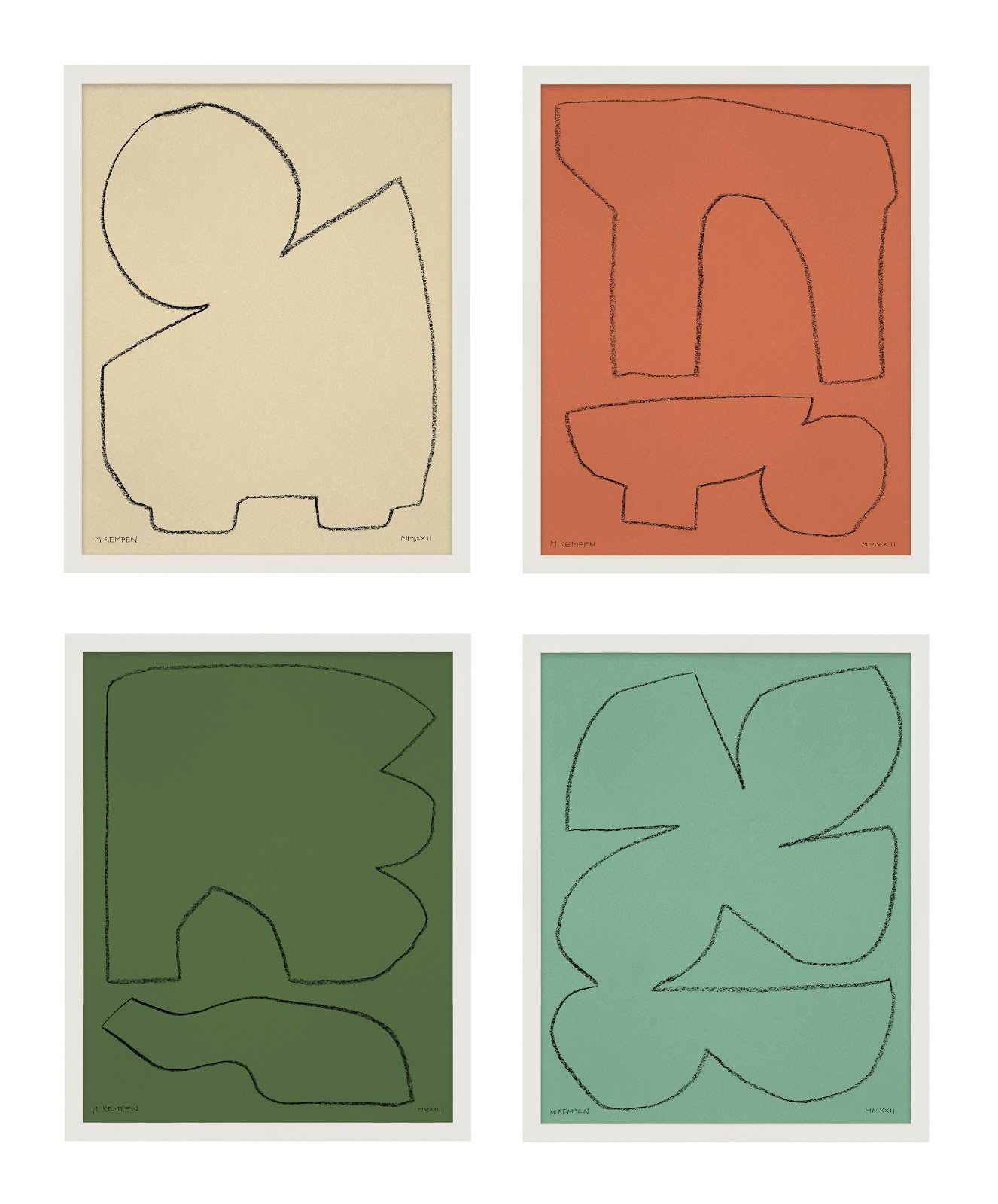Freya "Earth 1" 4-Piece Print Set, 50" H x 40" W x 1.25" D, White