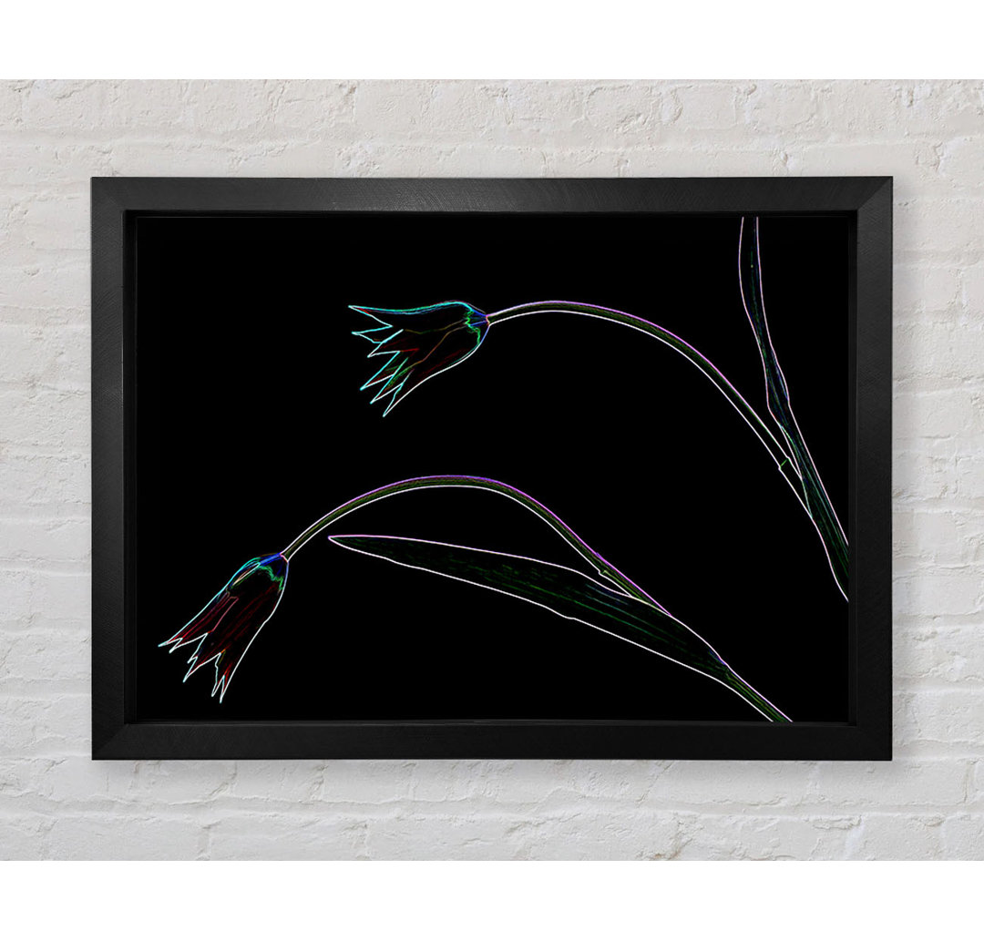 Gerahmtes Leinwandbild Abstract Neon Floral 27