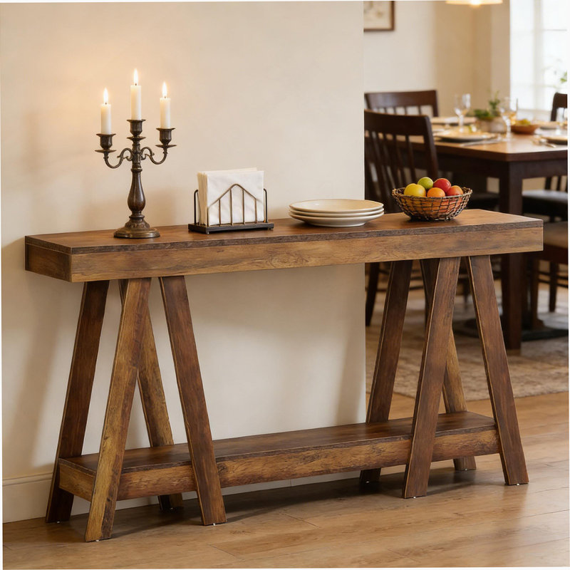 Table de couloir à 2 niveaux Farmhouse, console fonctionnelle avec une construction robuste et un design polyvalent pour toute pièce