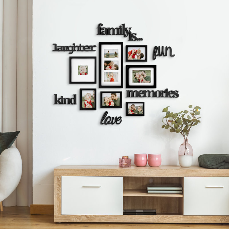 Family Word Accent Gallery Wall Picture Frame Set, Black-2