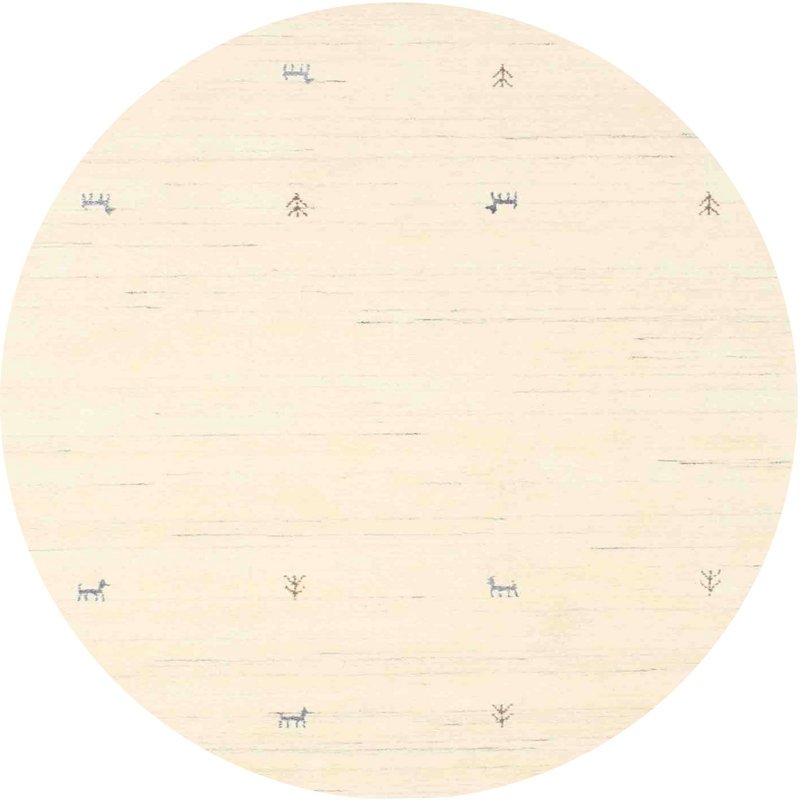 Tapis de zone crème contemporaine Sibeudu, Rond 3 pi