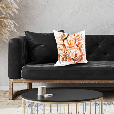 Abstract roses with sepia style - 18"x18" Throw pillow cover - Poly twill - Print on demand