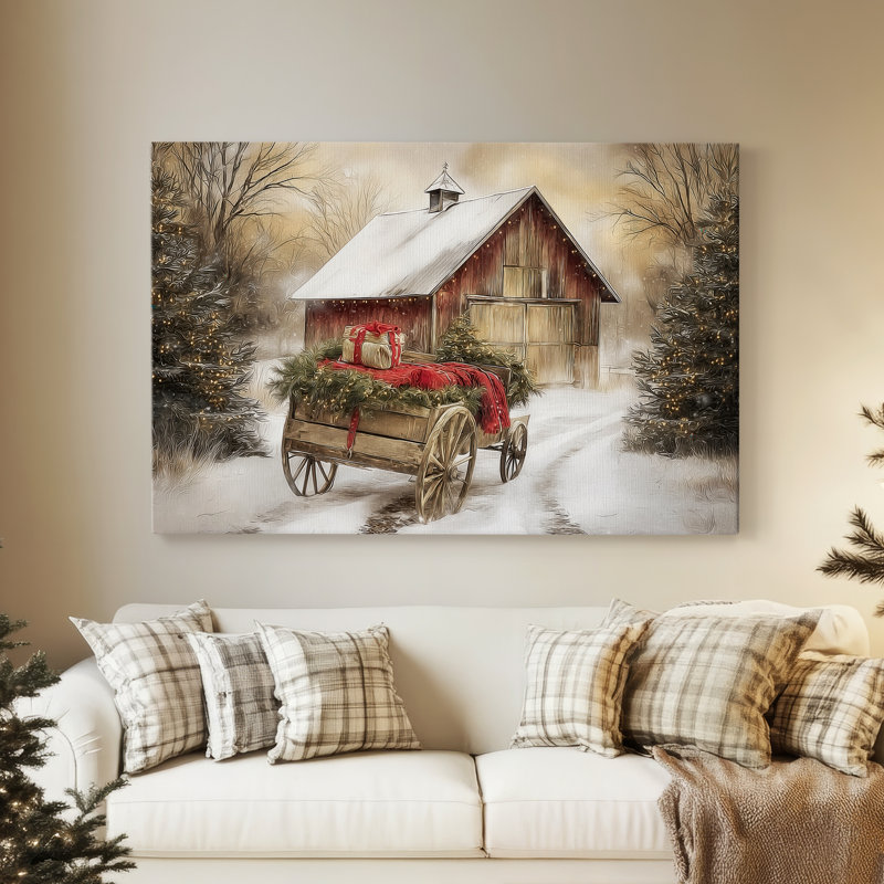 Warm Lantern Carols Lane - Toile tendue avec châssis de qualité supérieure, H 12 po x l 18 po