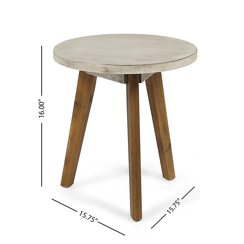 Solid Wood End Table, Light Gray