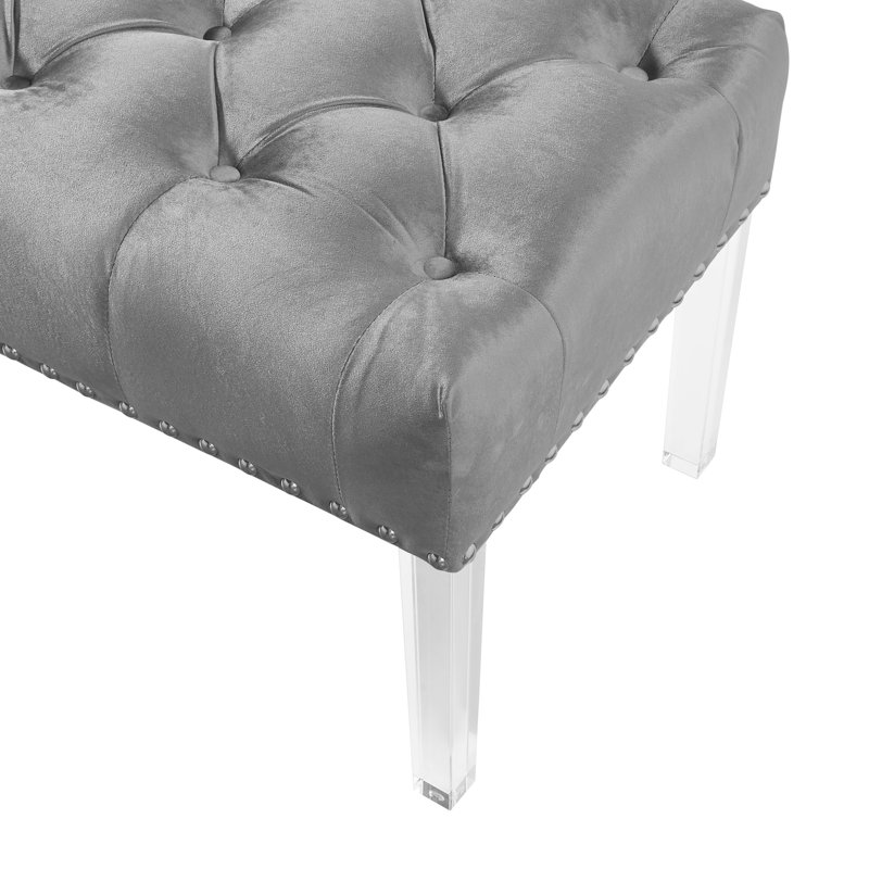Macegan Velvet Upholstered Bench, Gray
