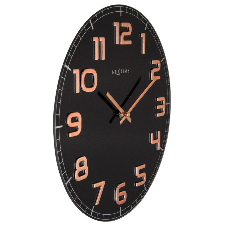 Horloge murale Broddie, Noir / Cuivre