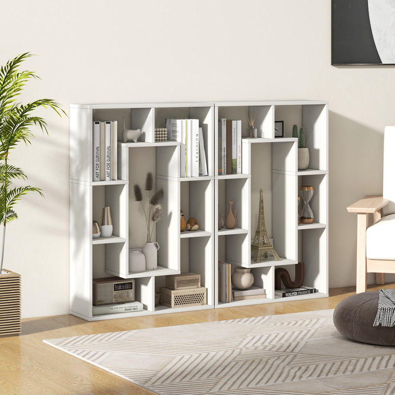 Bibliothèque ouverte moderne avec 2 cubes Ebern Designs, Blanc