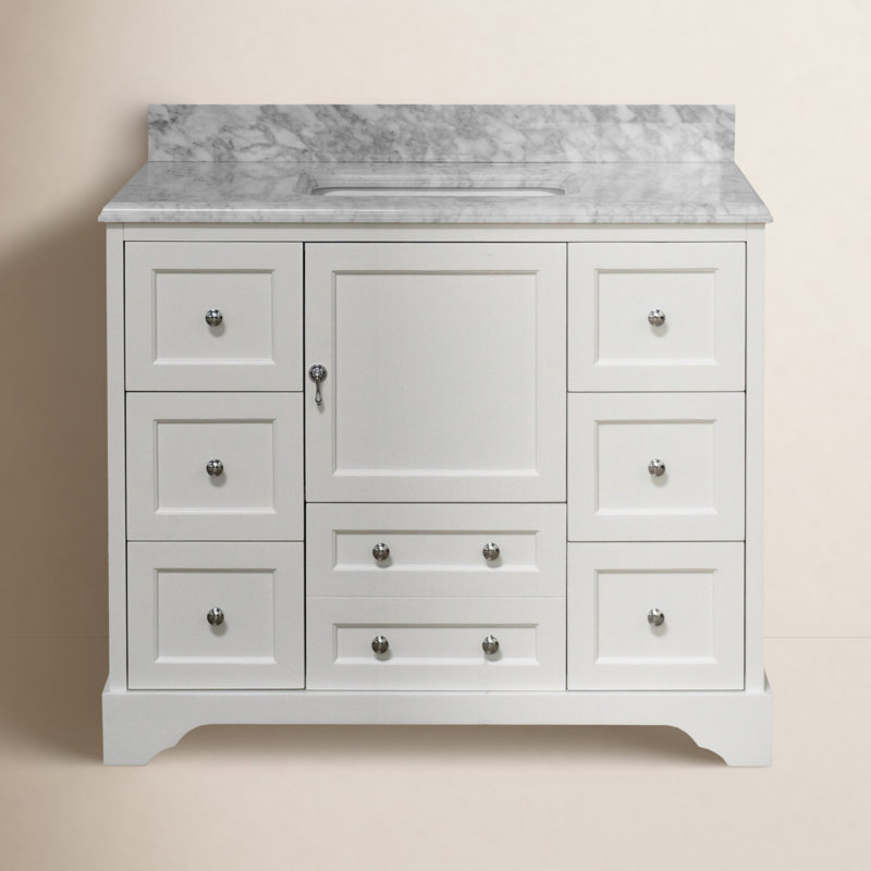 Tilford 42'' Single Bathroom Vanity with Carrara Marble Top, White