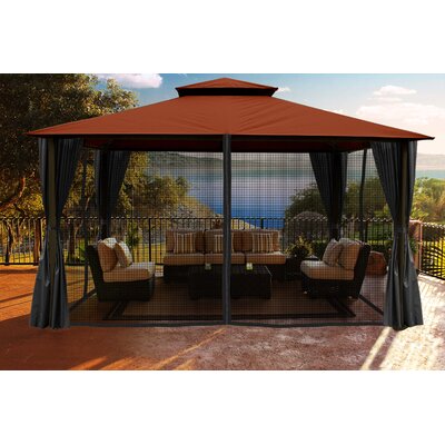 Kingsbury 11 Ft. W x 14 Ft. D Aluminum Patio Gazebo with Privacy Curtains and Mosquito Netting -  Paragon-Outdoor, GZ584NRK2