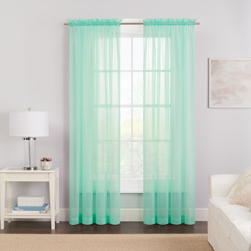 Kober Sheer Curtain Panel Pair, 59"W x 95"L, Beach Glass