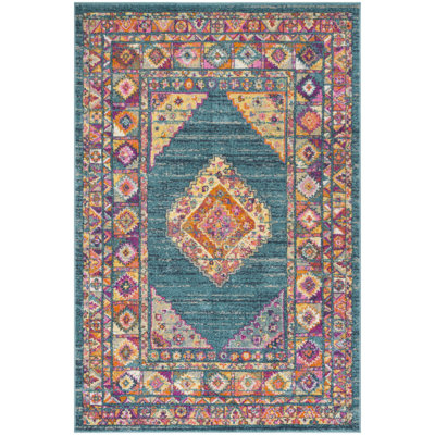 Felty Oriental Light Blue/Orange Area Rug