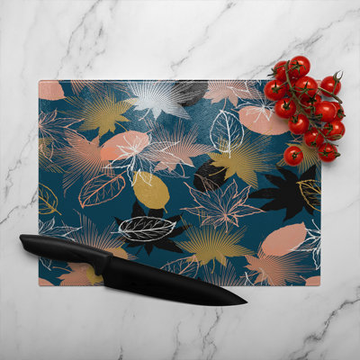 Maple Leaves Glass Chopping Board