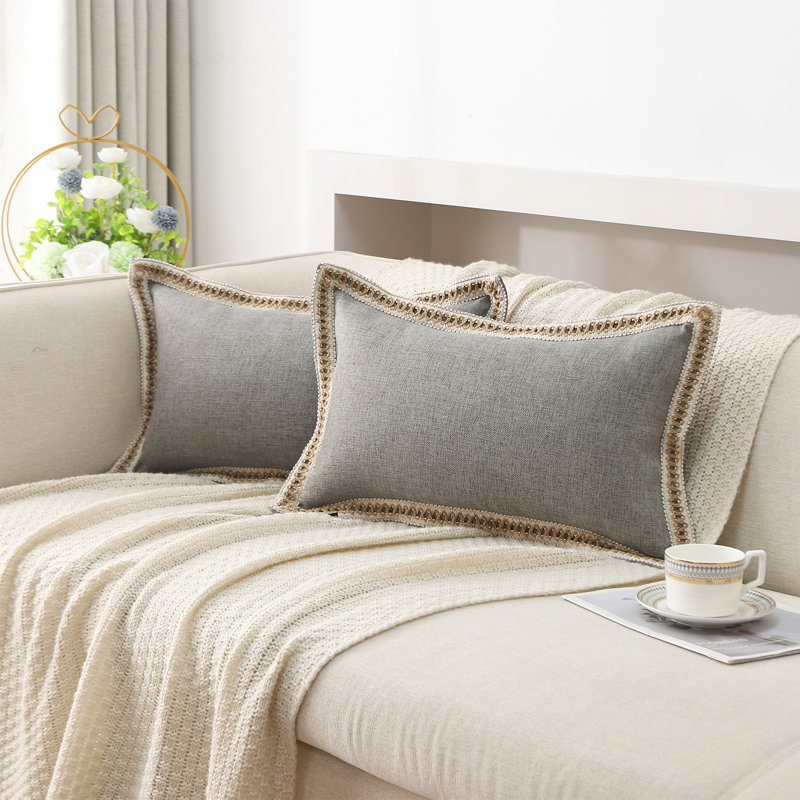 Housse de coussin de couleur, Gris, Rectangle H 12 po x l 20 po