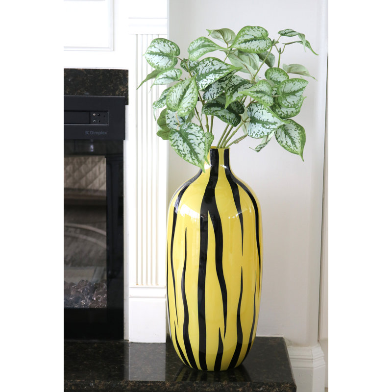 Zebra Handmade Glass Table Vase, 12" H x 5" W x 5" D