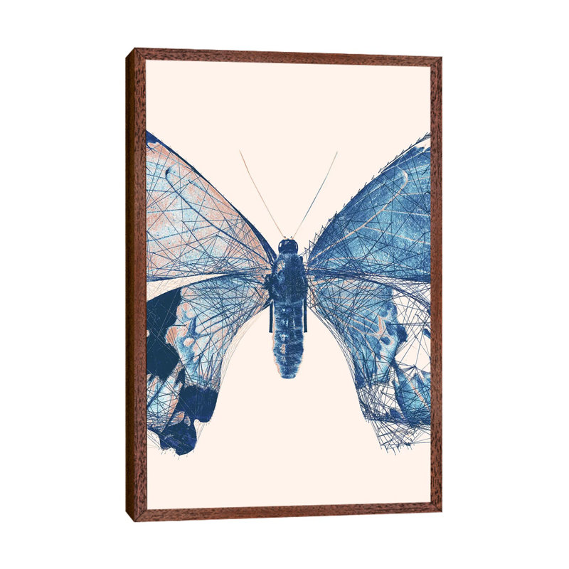 Butterfly V - Painting on Canvas, Classic Brown Wood Framed, 152.4cm H x 101.6cm W x 3.81cm D