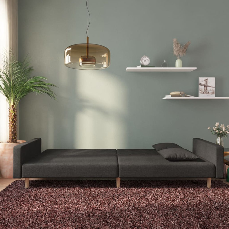 Upholstered 86.6'' Sofa, Natural, Black Polyester
