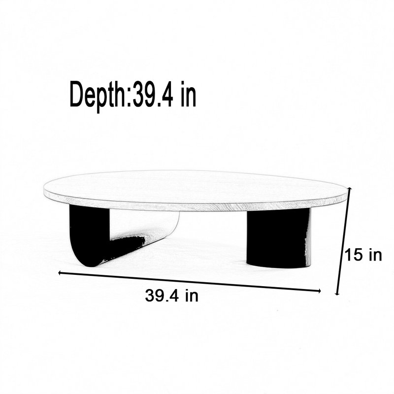Table basse nordique de style nordique, H 15 po x L 39,4 po x l 39,4 po, Doré