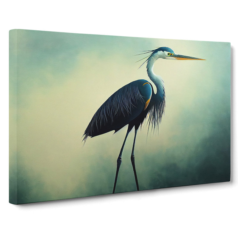 Five Star Heron Bird - Wrapped Canvas Painting, 35cm H x 50cm W x 3cm D