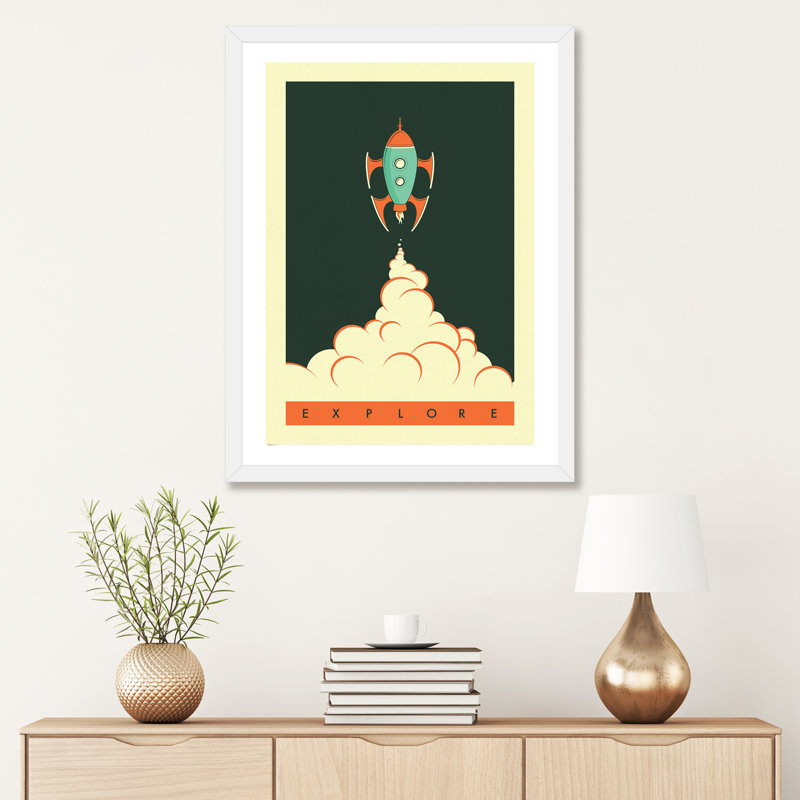 Explorez II, art encadré pour enfants, Papier encadré blanc, H 24 po x l 16 po x P 1 po