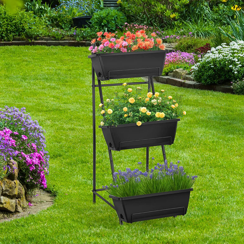 Jardin vertical en plastique Nathanim, Noir, H 37,7 po x l 16,8 po x P 16 po