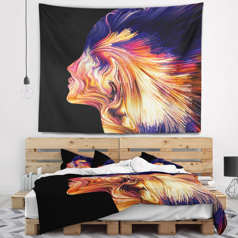 Explosion abstraite de la tapisserie de la pensée, H 50 po x l 60 po