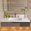 Dessus de meuble-lavabo en marbre, comptoir avec trous de robinet pré-percés, comptoir de salle de bain avec lavabo central encastré rectangulaire et Bianco Carrara Venato
