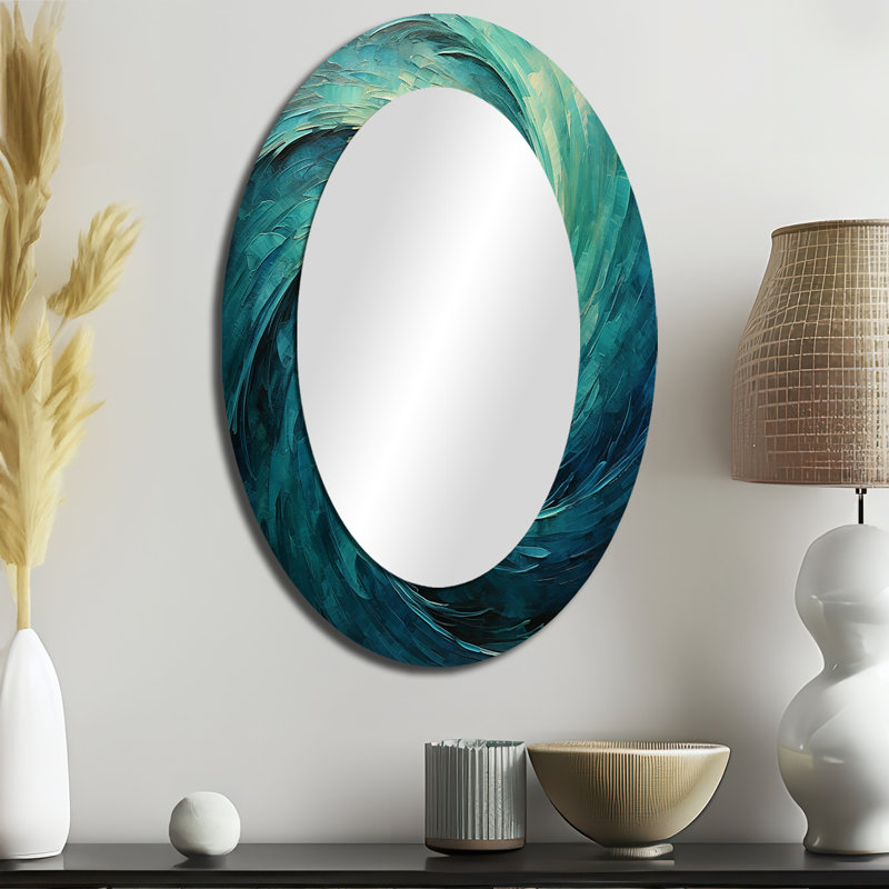 Miroir mural bleu sarcelle Majestic Motion III, 36 po x 24 po, Ovale