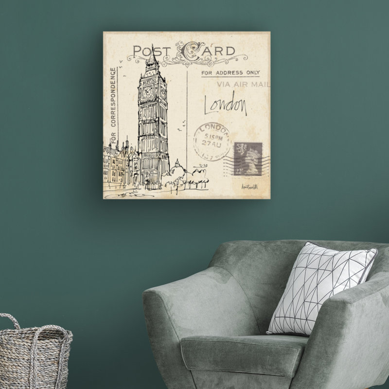 «Post card Sketches II» par Anne Tavoletti - peinture sur toile tendue, H 18 po x l 18 po x P 2 po