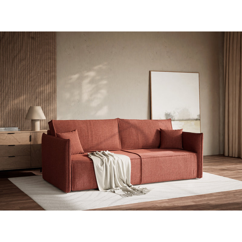 3 Seater Reclining Sofa, Coral Polyester