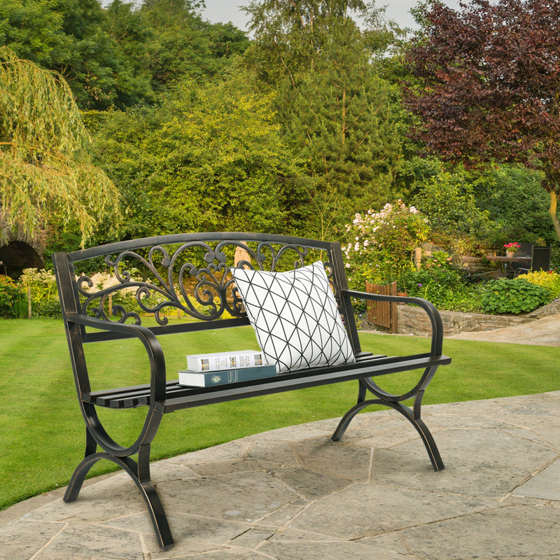 Ethanael Powder Coated Steel Outdoor Bench