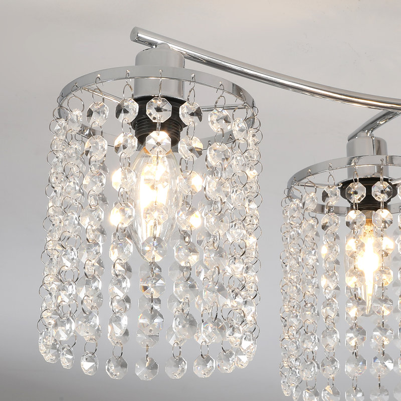 Elegant Chrome Crystal 35" Flush Mount Ceiling Light