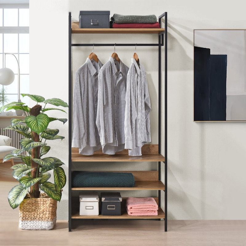 Alva Open Wardrobe with 4 Shelves, Oak