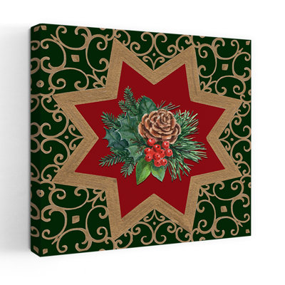 Golden Christmas Star Classic Traditional Abstract Nature Winter Wall Art Print