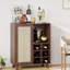 Buffet de 34 po, à panneaux, 1 tablette fermée, 2 tablettes ouvertes, 6 bouteilles de vin, espace de rangement pour bar spacieux, espace, plateau de table