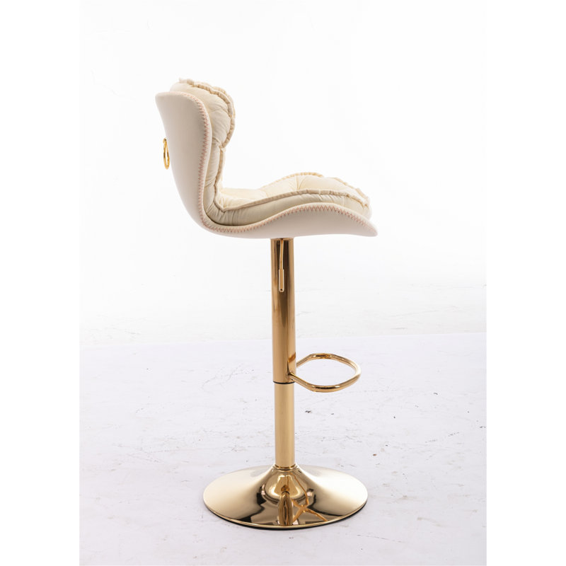 Ensemble de 2 tabourets de bar pivotants, tabourets de bar touffetés à hauteur réglable, Crème