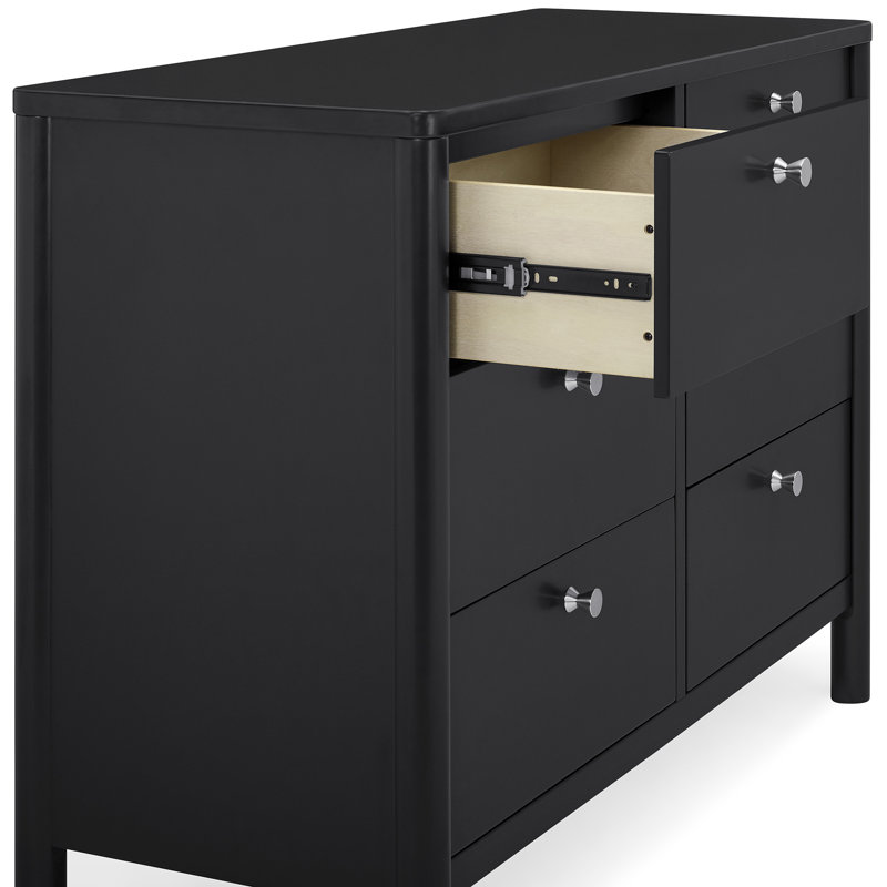 Delta Children Brooks 6 Drawer Dresser With Interlocking Drawers, Gray/Brushed Nickel