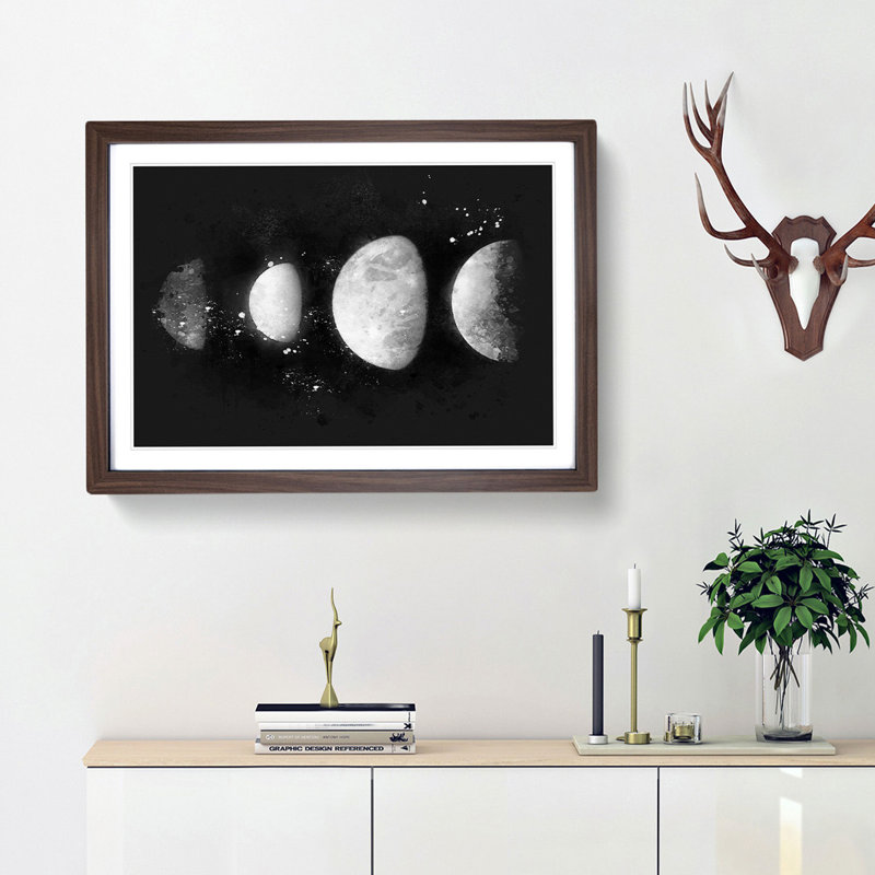 Moons Of Jupiter Paint Splash - Picture Frame Graphic Art, 33cm H x 45cm W x 2cm D, Walnut Framed